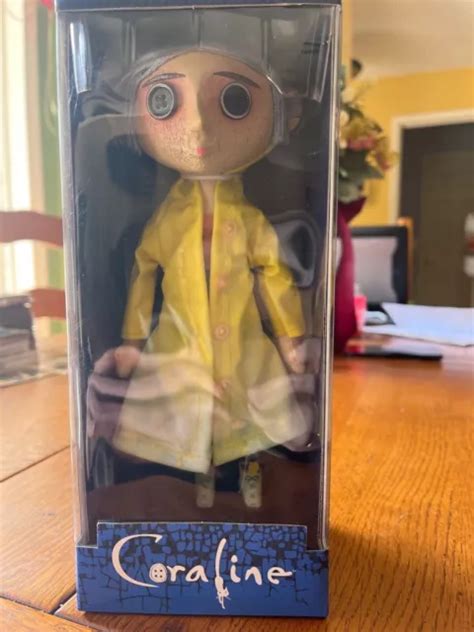 Neca Laika Coraline Doll Button Eyes Prop Replica Yellow Raincoat