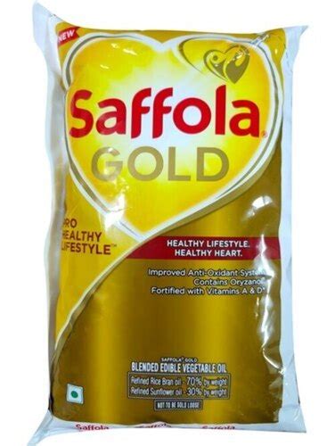 Blend Of Rice Bran And Sunflower Oil Nutrition Saffola Gold Refined Oil 1 Liter Application Home