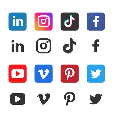 Conjunto De Logotipos De Redes Sociales Populares Iconos De Redes