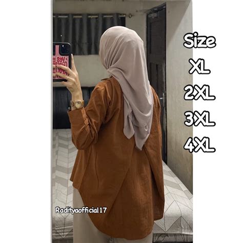 Jual Pini Blouse Kemeja Polos Wanita Jumbo Ld 110 120 130 140 Shopee