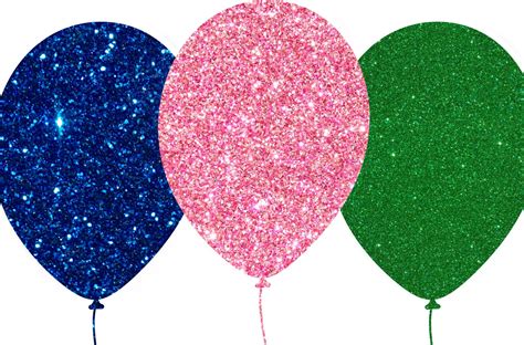 Glitter Balloons Clipart Glitter Balloon Png Digital Etsy