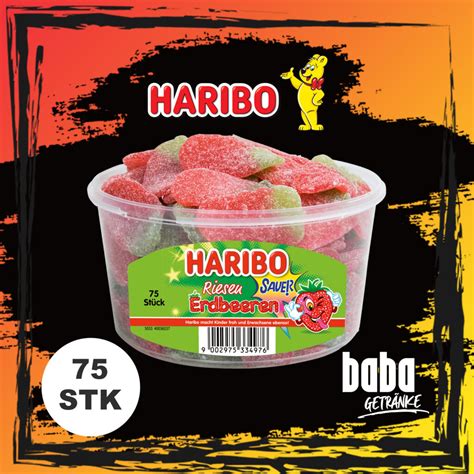 Haribo Riesen Erdbeeren Sauer 75 Stk Baba Getränke