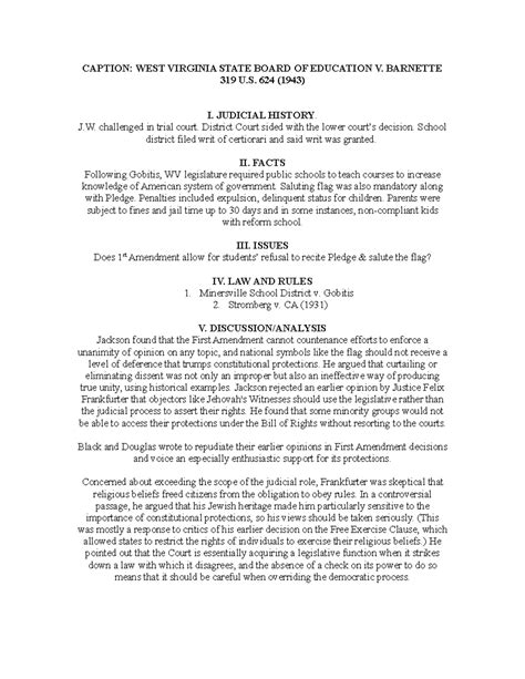 West Virginia State Board Of Education V Barnette Significance at