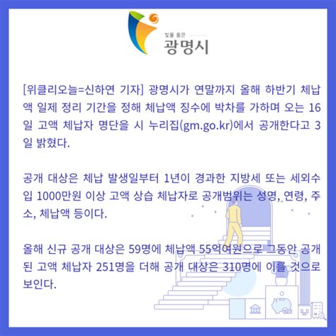 카드뉴스 광명시 고액 체납자 명단 공개