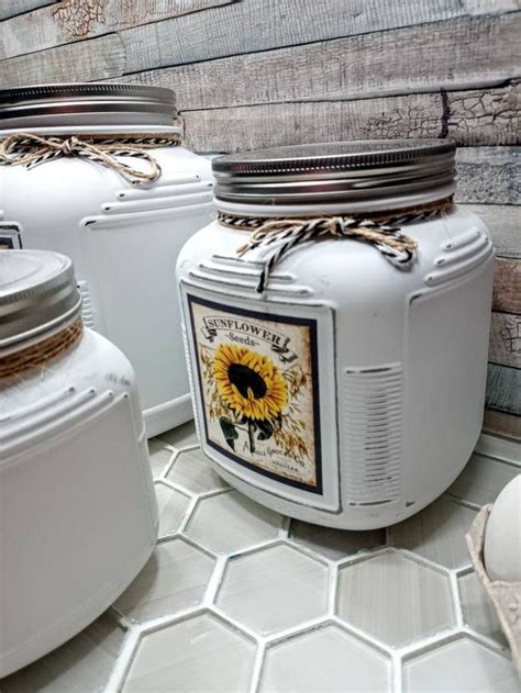 Sunflower Canister Set Of 3 Or 4 In Distressed Or Regular Etsy In