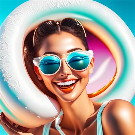 Premium Ai Image Young Beautiful Smiling Woman In Sunglasses