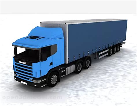 Blue Big Truck Vehicle Free 3d Model - .Max - Open3dModel