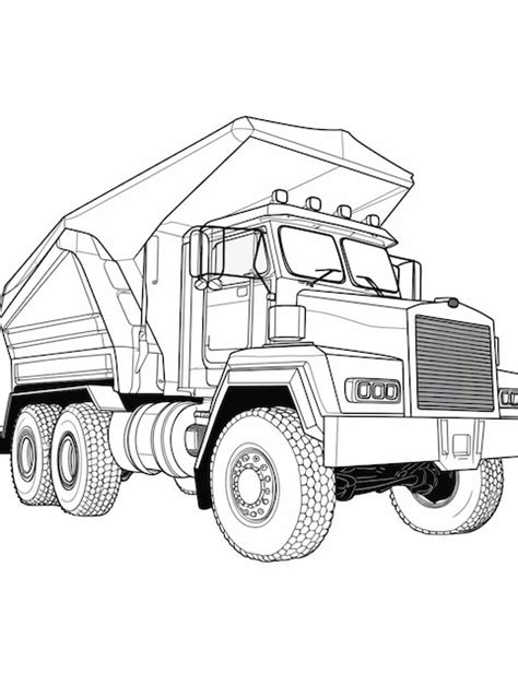 Premium Ai Image A Drawing Of A Dump Truck With A Large Front End