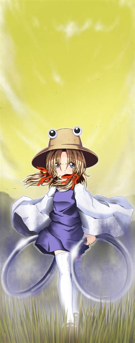 Safebooru Blue Eyes Chakram Eyes Grass Hair Ribbon Hat Highres Moriya