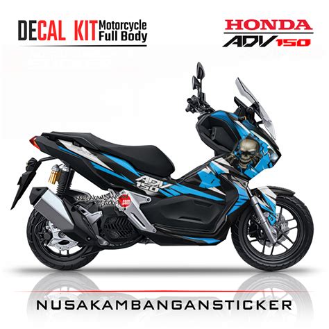 Decal Sticker Honda ADV 150 Skul Biru Tosca Stiker Full Body