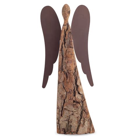 Wooden Angel Figurine with Metal Wings, Angel Decor, Guardian Angel, Angel Gift, Religious Gift ...