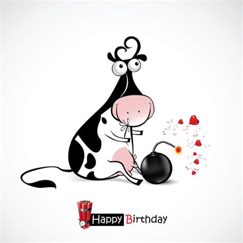 Funny cartoon character with birthday cards set vector Vectors graphic ...