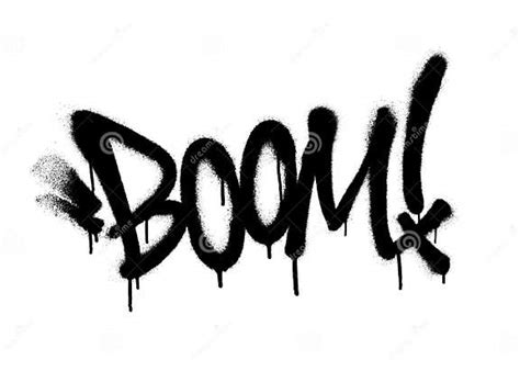 Sprayed Boom Font Graffiti With Overspray In Black Over White Vector Illustration Stock Vector