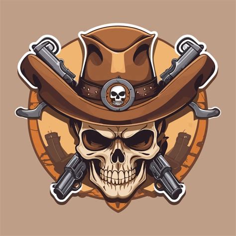 Premium Vector Cowboy Skull With Guns Vector