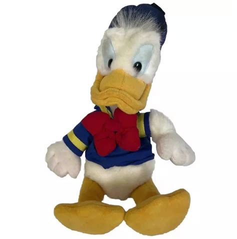 Disneyland Paris Vintage Donald Duck Plush Soft Toy Large Bow Rare