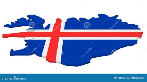 Ejemplo 3d Del Mapa De Islandia Con La Bandera Islandesa Aislada En