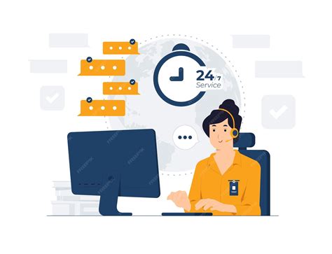 Premium Vector | Female customer support phone operator with headset