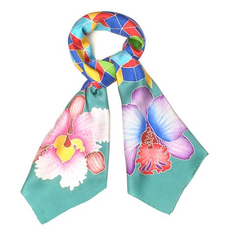 Silk Scarf Handpainted Floral Scarf Square Scarf Handmade