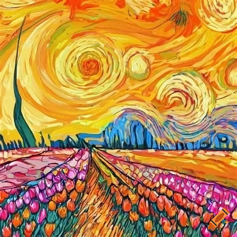 Tulip Field Painted In Van Gogh Style On Craiyon