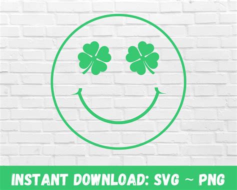 Smiley Face With Clover Shamrock Eyes Svg Leopard Smiley Face Etsy