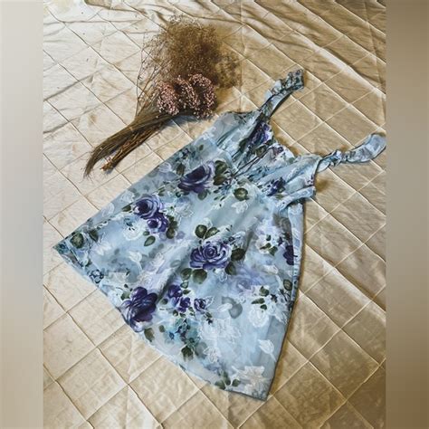 Secret Treasures Intimates Sleepwear Y K Blue Floral Babydoll Lingerie Dress Poshmark