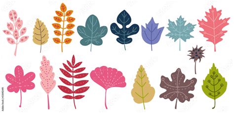 Fall leaves, collage leaf shapes. Simple scandi plants collection, cute ...