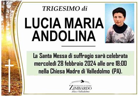 Funerali E Annunci Funebri A Valledolmo Lucia Maria Andolina Funer