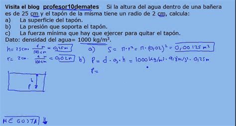 Presión Hidrostática Ejercicios Resueltos 01 4 Eso Youtube