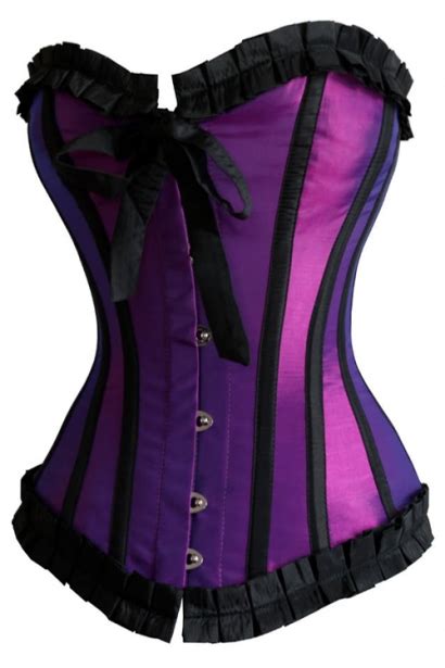 Shimmering Purple Victorian Satin Training Corset With Black Ruched