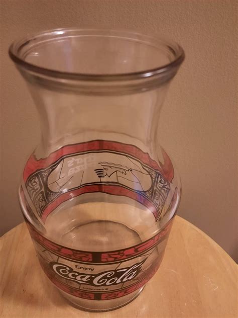 Vintage Enjoy Coca Cola Godfather Pizza Glass Jug Vintage Coca Cola