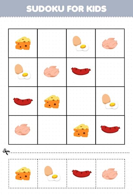 Juego educativo para niños sudoku para niños con linda caricatura queso