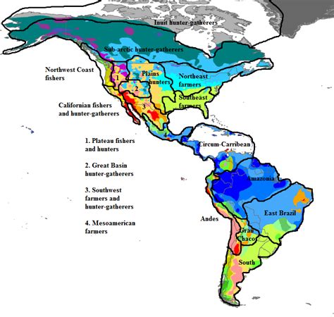 Pre Columbian Native Groups Of The Americas Overlaid On A Climate Map