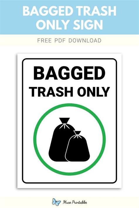 A Bagged Trash Sign With The Text Free Printable