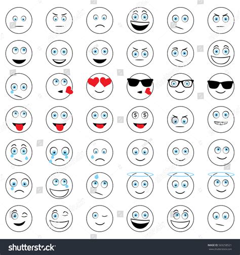 Emoji Emoticons Different Facial Expressions Stock Vector (Royalty Free ...