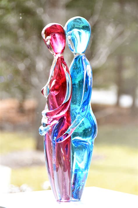 Abstract Lovers - Embrace - Murano Midwest-Fine Art Glass Sculpture