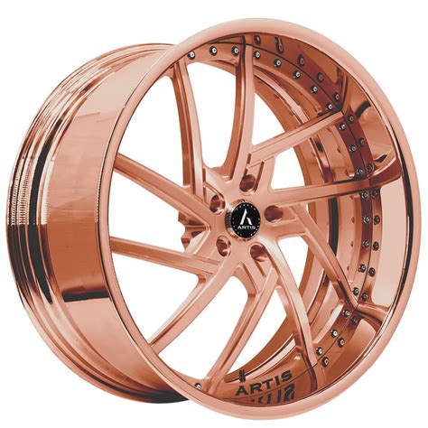 20 Staggered Artis Forged Wheels Fairfax Brushed Rose Gold Face With