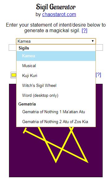 Chaos Magick Sigil Generator - Magic Square Kamea, Musical, or Word ...