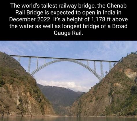 The World S Tallest Railway Bridge The Chenab Rail Bridge Is Expected