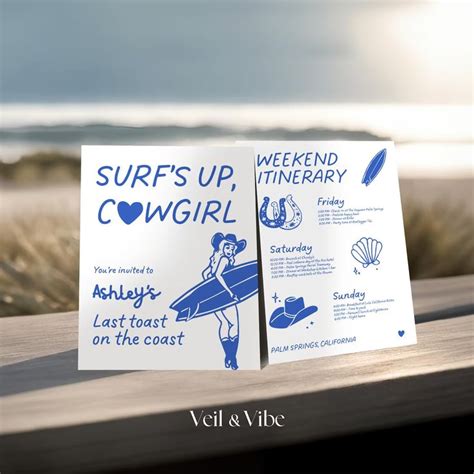 Coastal Cowgirl Bachelorette Invite Template Last Toast On The Coast