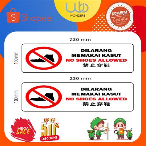 shoes allowed dilarang memakai kasut pvc size