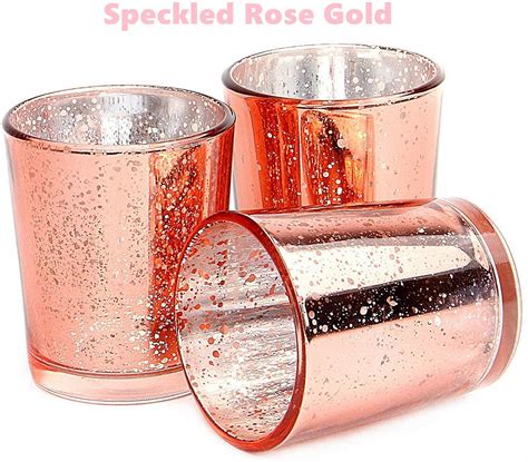 Classy Mercury Glass Votive Candle Holder Rose Gold Finish