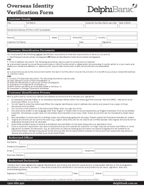 Fillable Online Overseas Identity Verification Form Delphi Bank Fax