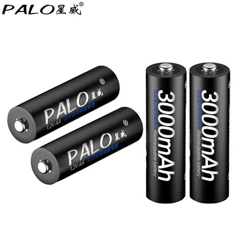 PALO 4 Pcs 1 2 V Aa 3000 Mah Ni MH Pre Charge Rechargeable Battery