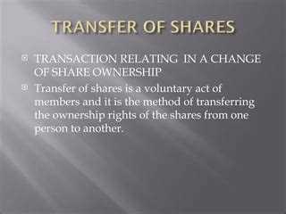 Transfer Of Shares Revn Ppt