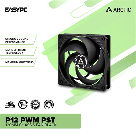 EasyPC Arctic P12 PWM PST PWM PST CO 120mm Pc Case Fan Black Or