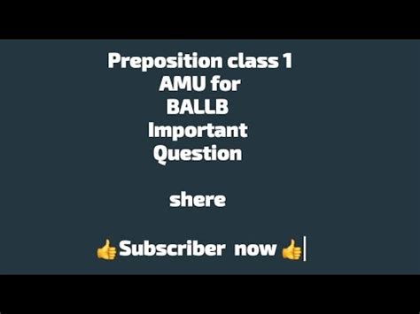 Preposition Part Important Question For Ballb Amu Subscribe My