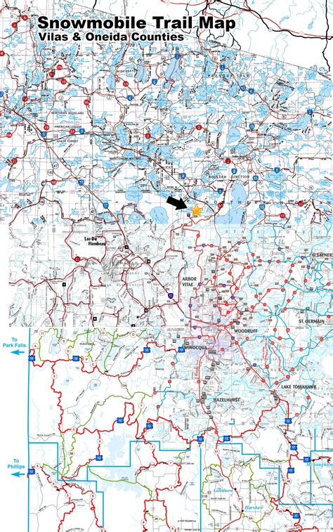 Vilas County Snowmobile Trail Map Printable Maps Online