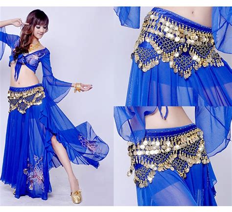 Belly Dance Costumes Hip Skirt Scarf Triangle Gold Coins Sequins Bead