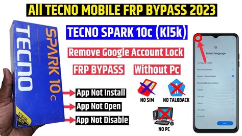 Tecno Spark C Frp Bypass New Method All