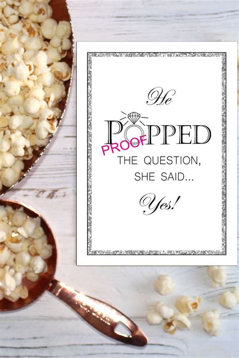 Printable Popcorn Sign For Engagement Party He Popped The Etsy Wedding Shower Favors